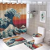 Facile à installer : le rideau de douche est équipé de 12 crochets et de 12 œillets renforcés ; le tapis de sol adopte un design antidérapant et n'est pas facile à déplacer, le siège de toilette est très pratique à fixer