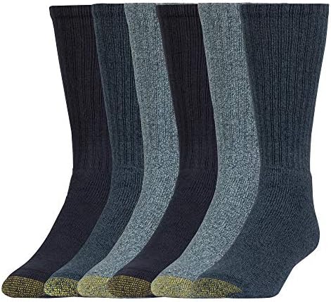 Gold Toe Men's Harrington Crew Socks, Multipairs, Denim (6-Pairs), Large