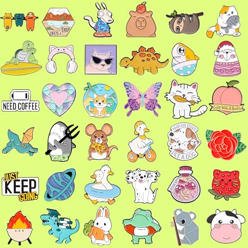 20/60 Mixed Enamel Brooch Bulk Set,Lapel Badges, Cartoon Plant Enamel Pin Sets, Funny Enamel Pins Bulk Set Cool Button Pins Aesthetic Brooch Lapel Pins Anime for Backpacks, Bag, Jacket, Kids, Girls, Festival Present4
