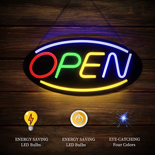 2 Pack Open Signs Led For Business 4 Colors, Bright Ousheng 16.5"X8" Neon Billboard With Business Hours Sign, Clock Will Return, Lighted Advertising Board For Walls Store Window Office Bars Retail Salon Shop Restaurant Door #TOP3