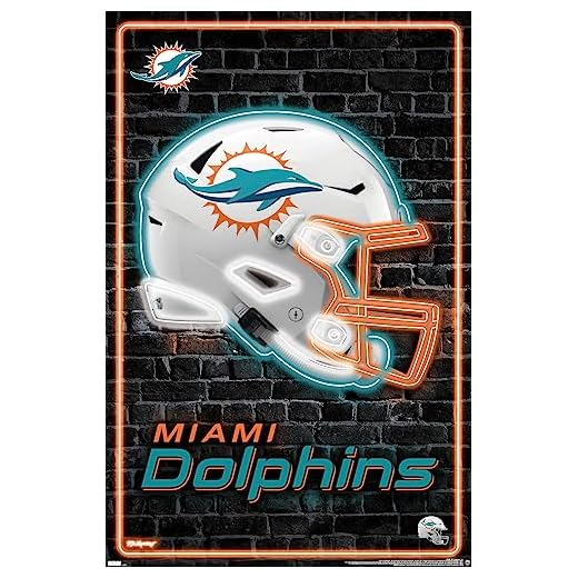 Trends International NFL Miami Dolphins - Neon Helmet 23 Wall Poster, 22.375" x 34", Premium Unframed Version