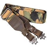 Aisin Gioro Rifles Slings, 2' Wide Weave Cotton Gun Slings with Double Layer Crazy Horse Leather...