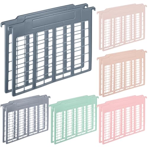 Watersay 12 Pack File and Folder Dividers 11 x 6 Inches Hanging Filing Cabinet Dividers Plastic Folder Organizer Insertable File Separators Office Filing Supplies for Organization (Morandi Color)