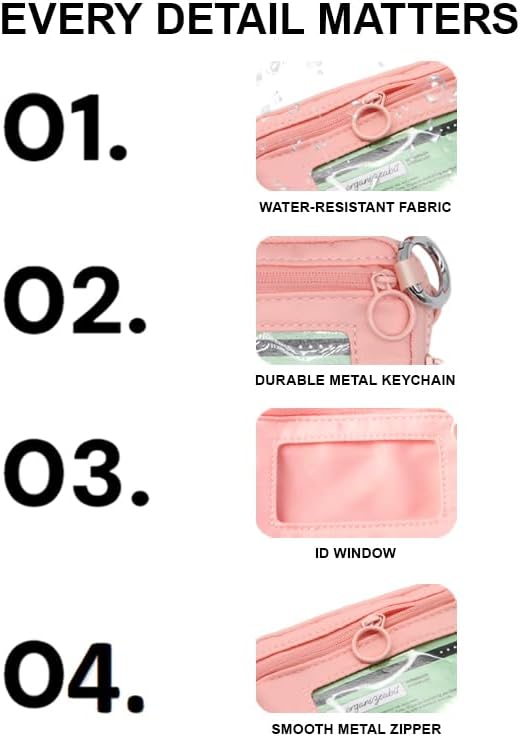 Nylon Wristlet Wallet for Women,Quilted RFID Blocking Small Zipper Coin Purse Keychain Wallet with ID Window Lightweight Travel Wristlet wallet - Image 2