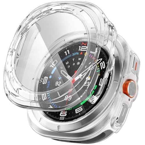 Image of VEMIGON Hard PC Case Compatible with Samsung Galaxy Watch Ultra 47mm 2024 Screen Protector, Anti-Slip Ultra-Thin Scratch Resistant Cover with Tempered Glass for Samsung Watch 7 Ultra - (47mm Clear)