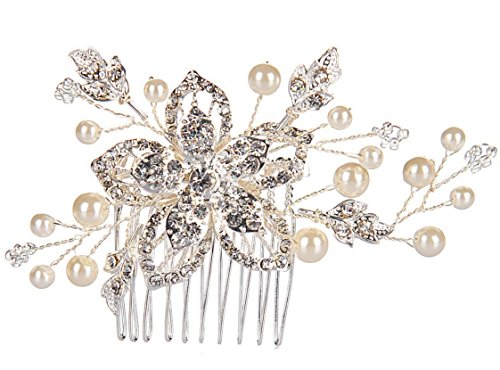 Bijoux cheveux de mariage peigne de cheveux peigne à douille strass et perles yy08