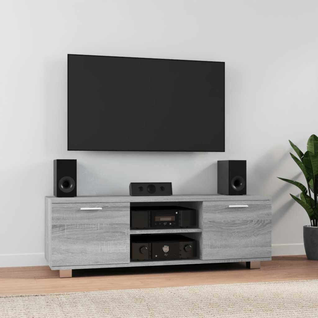 Meuble TV moderne gris sonoma 120 cm pour un salon contemporain et ordonné