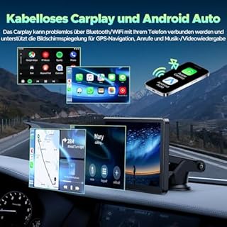 Lamto sans Fil CarPlay pour Apple Car Play &Android Auto,Écran Tactile IPS de 7 Pouces Voiture Stéréo,ecran carplay Voiture,Autoradio Portable avec Mirror Link/Bluetooth/Siri/Goo-gle GPS Navigation