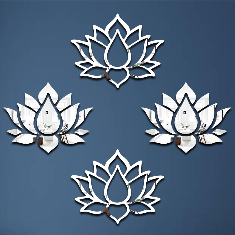 Chote Mote Seller - (Lotus Pack of 2) Small Mirror Wall Stickers, Mirror Stickers for Wall, Acrylic Mirror Wall Decor Sticker, Wall Mirror Stickers, Wall Sticker (Silver) (B0DHH4VLC8) Amazon Price History, Amazon Price Tracker