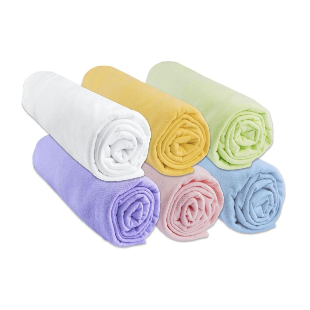 Zestaw 6 prześcieradeł z gumką 60x120 cm Łóżko dla niemowląt Parasol + 2 ochraniacze na materac 60x120 | 100% bawełna | Multi | Ultra miękkie, oddychające | zdrowe snu | Certyfikat Öko Tex | Made in Europe