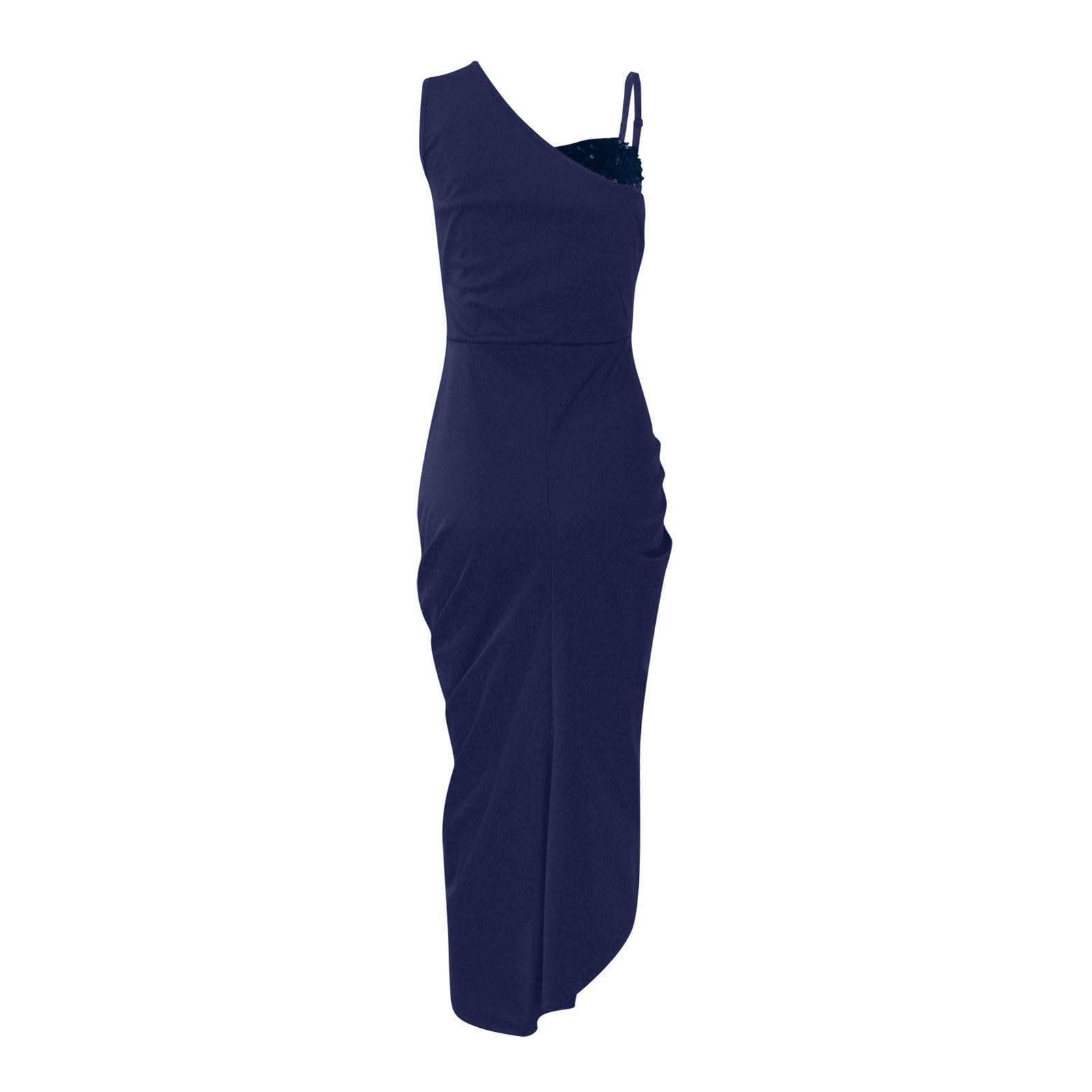 Glitzerkleid Damen Lang Pailettenkleider für Damen mit Schlitz Silvester Kleid Elegant Rückenfrei Pailletten Abendkleid Ärmellos Partykleid Frauen Träger Glitzer Festliche Ballkleid