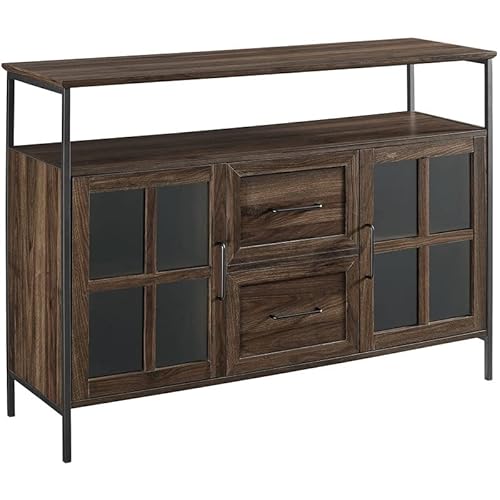 Walker Edison Furniture Azu48Rad3Ddw Industrial 3-Door Buffet Sideboard For Kitchen-Dining Room, 48, Dark Walnut #TOP4