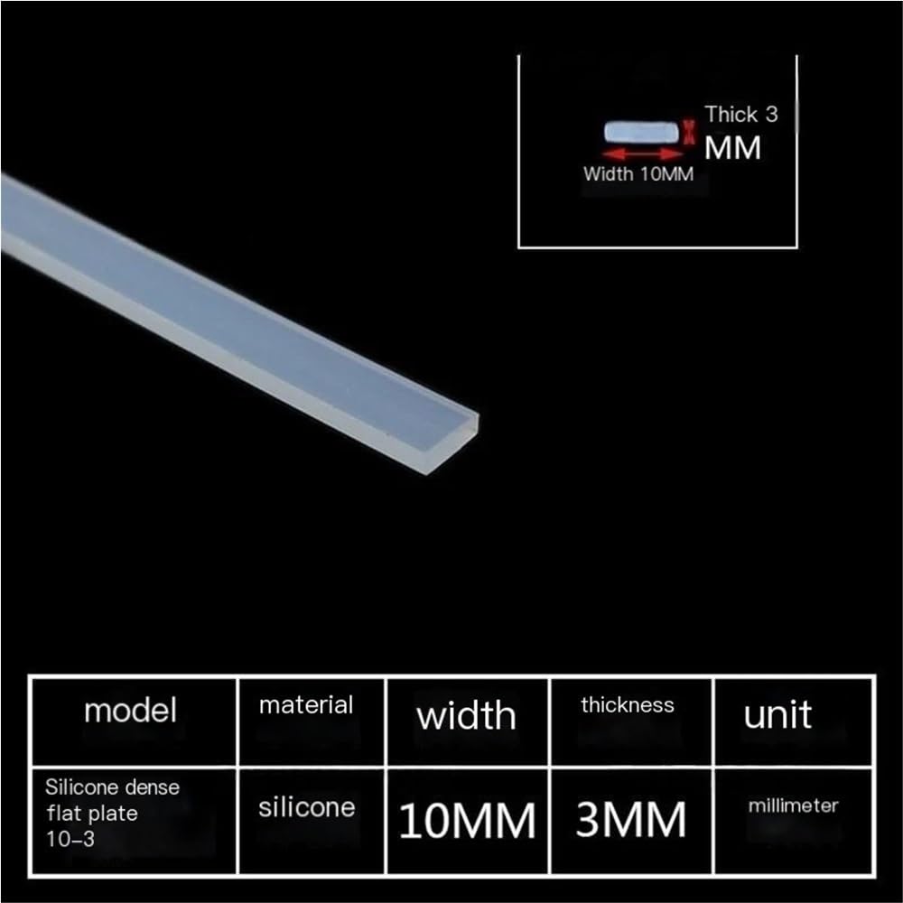 Tira de sellado de silicona de cabeza cuadrada, pieza de junta Industrial de Gel de sílice transparente (1-5m) for aislamiento y sellado, 1 ud. | [](10mmx3mmx5m)