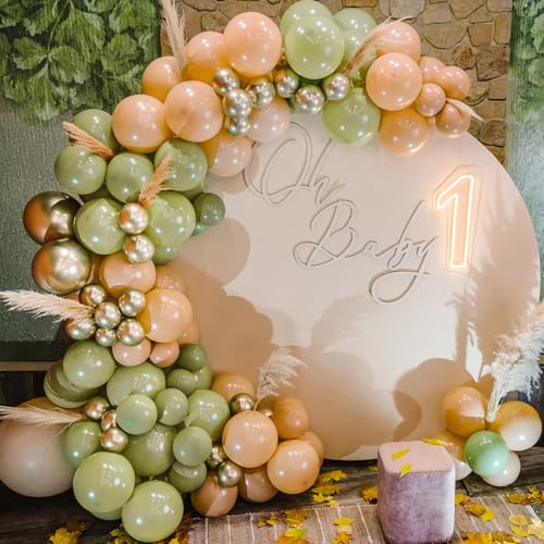 Image of RUBFAC Sage Green Balloons 129pcs Different Sizes 18 12 10 5 Inch, Olive Green Latex Balloon Garland Arch Kit for Birthday Party Graduation Baby Shower Wedding Safari Jungle Balloon Decoration