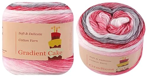 2-Pack Cotton Gradient Cake Yarn By Yonkey Monkey Art Rainbow Multicolor Comfy Yarn For Knitting Crochet Diy (1158) #TOP1