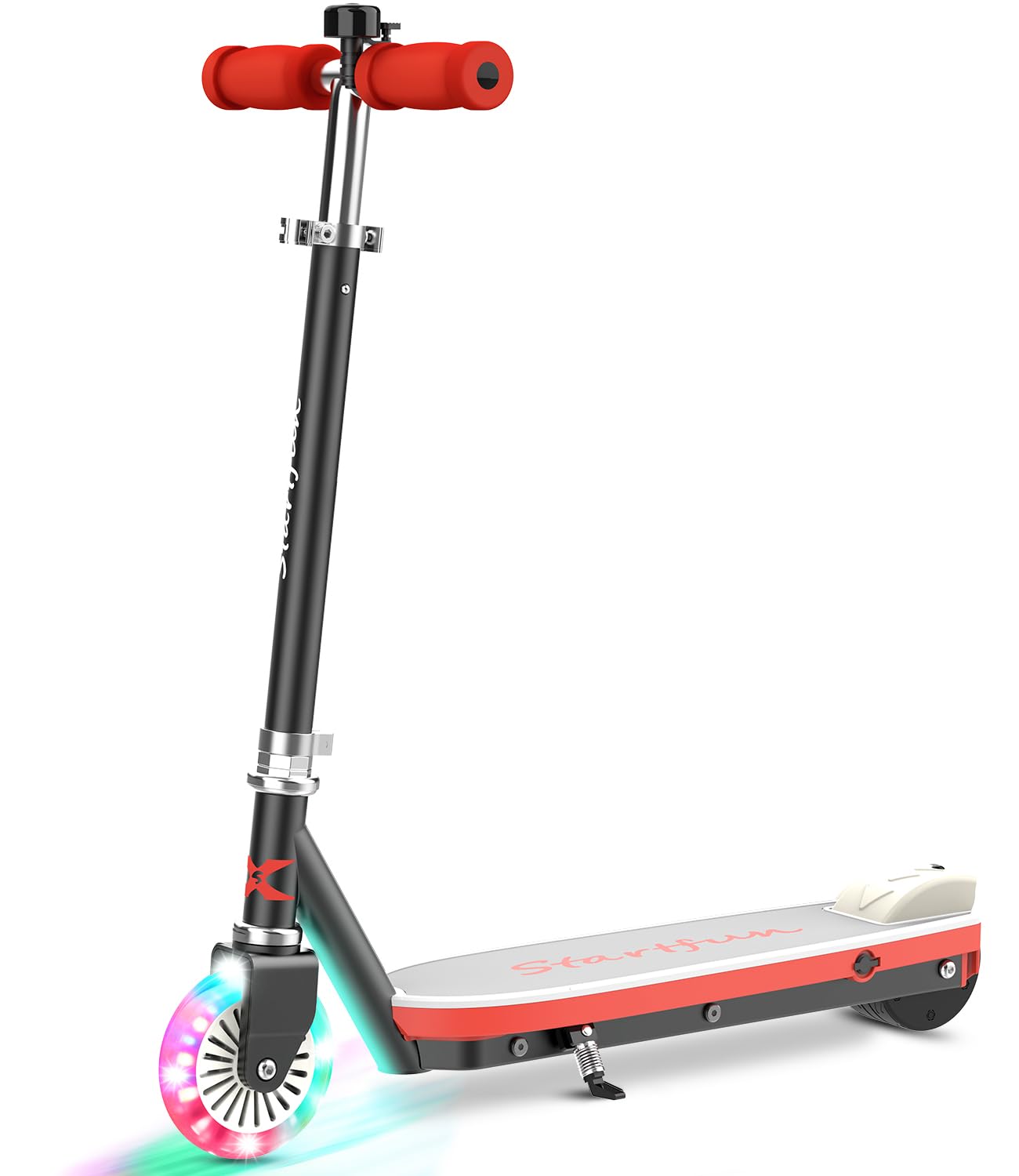 Electric Scooter for Kids Ages 4+ with Solid Flashing Wheel, 100W Motor Up to 5 Mph & 5 Miles, Kick-Start Kids Electric Scooter with Adjustable Height, Max 110 Lbs