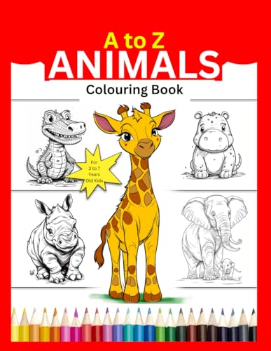 A to Z Alphabet Animals Colouring Book - Activity Colouring Book for 3 to 7 years old kids - Gift to children for painting, [Paperback]: Cute Jungle Animals Colouring book, A to Z Alphabet book image 2