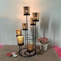 Candeliere A Tre Bracci In Ferro Battuto Con Bicchieri In Vetro – Design Europeo Chic, Stabile, Per Tavola, Aromaterapia E Matrimoni