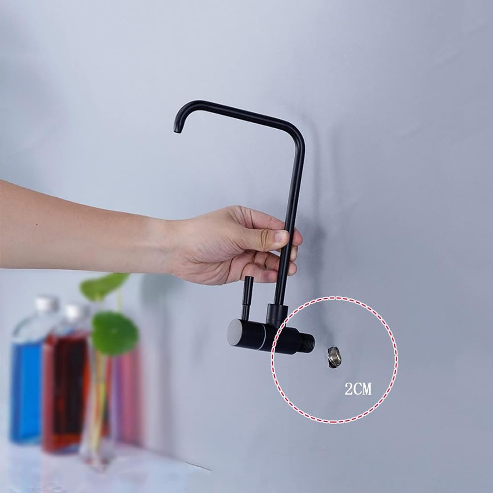 Grifo de Cocina con Filtro de Agua, Grifo de ósmosis inversa de un Solo Orificio, Grifo de Fregadero de Acero Inoxidable para Montaje en Pared, Color Negro (Negro)