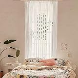 Flber Macrame Curtain Boho Window Curtain Doorway Macrame Wall Decor Yarn Art Moder Bedroom Headboard Decor,31' W x 70' L