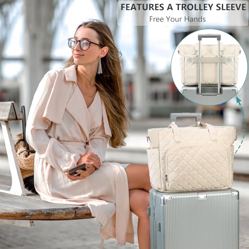 JIANYA Tote Bag for Women, Lightweight Work Tote Bags with Laptop Compartment, Quilted Shoulder Bag for Travel4