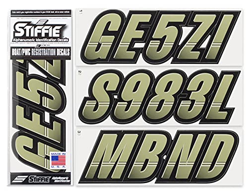 Image of STIFFIE Techtron Moss /Black 3 inch Boat & PWC Registration Decals • Numbers Letters Stickers
