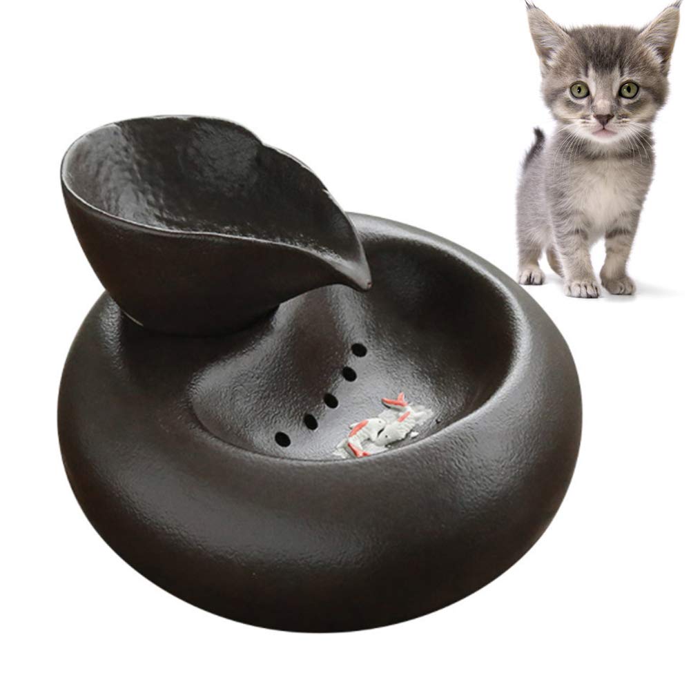 Gato Fuente De Agua De Agua, 1,3 L Gato De Cerámica Fuente De Agua Potable con Bomba Tranquila Y 6 Filtros De Repuesto, Ultra Silencioso Cuenco De Agua para Gatos Y Perros