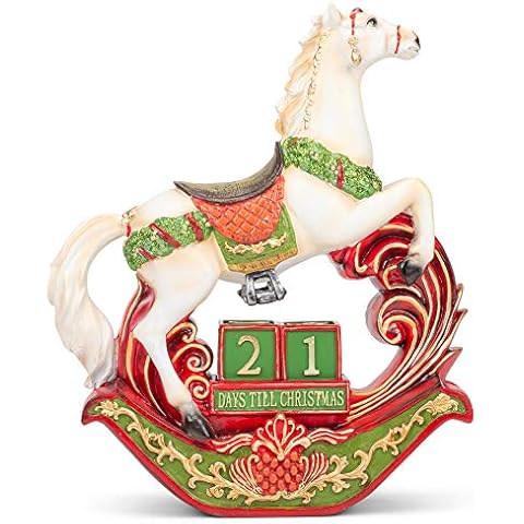 Mark Feldstein & Associates Rocking Horse Countdown weiß 28 cm Harz Stein Urlaub Dekor Adventskalender Cover