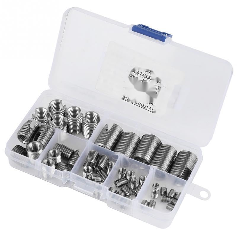 50Pcs/Set Thread Insert Set Inner Thread Self Tapping Inserts Fastener Reinforce Repair Tool Stainless Steel