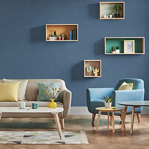 Blue Wallpaper Grasscloth Peel And Stick Wallpaper 17.7Inchx118.1Inch Textured Wallpaper Peel And Stick Grasscloth Wallpaper Blue Contact Paper For Cabinets Self Adhesive Removable Wall Paper Vinyl #TOP5