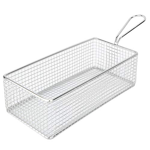 Yuehuam Fryer Basket for Chip Stainless Steel Mini Rectangle French Fries Food Basket Net Mesh Fries Chip Colander Kitchen Tool