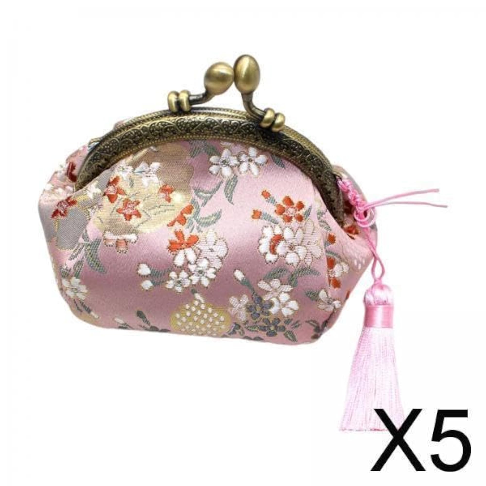 5x Women's Buckle Coin Purses, Floral Design