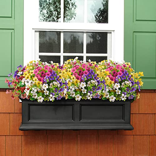 10 Bundles Artificial Azalea Flowers Outdoor UV Resistant Fake Flowers Silk Flowers Faux Plastic Plants Garden Porch Window Box Pot Decorations Spring Summer Home Decor (Mixed Colo image 4