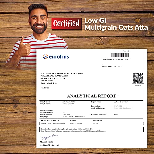 Image of Manna Multigrain Atta with 35% Oats 5Kg, Certified Low GI, Helps Reduce Cholesterol, Diabetic Friendly Atta, 100% Natural 1Kg (Pack of 5)