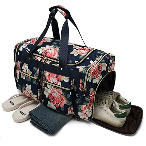 Gym Canvas Bag Travel Outdoor Shoulder Stripe Handbag Sports Luggage Bag Men's Messenger Large Clothes Storage Bag (Color : Blue, Size : 54 * 23 * 34cm) (Blue 54 * 23 * 34cm)3