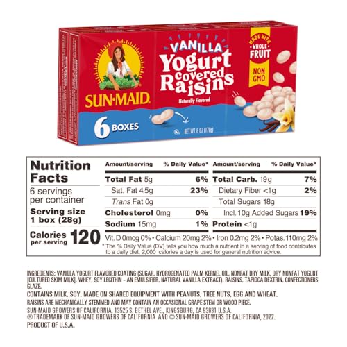 Image of Sun-Maid Bundle Vanilla Yogurt Coated Raisins - (6 Pack) 1 oz Snack-Size Box + California Sun-Dried Raisins - (6 Pack) 1 oz Snack-Size Box