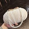 RAN Pochette de Banquet Bourse Sac à bandoulière de soirée pour Femme avec poignée supérieure en Perle synthétique et chaîne détachable (Color : Beige) #1