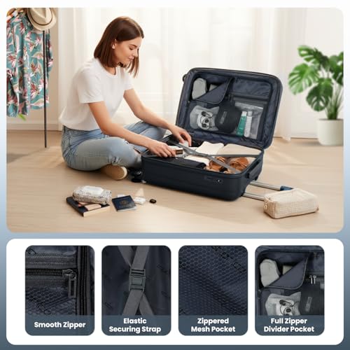 Image of Storite Luggage Trolley Bag Hard-Sided Polypropylene | 55 CM | 8 Wheels Double Spinner Small, Medium & Large Travel Suitcase Bag for Men & Women - Grey