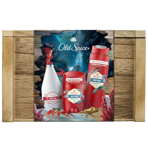 Old Spice Schatztruhe Geschenkset für Männer mit Deep Sea Deodorant Stick, Duschgel und Captain Aftershave Lotion – Ansicht 2
