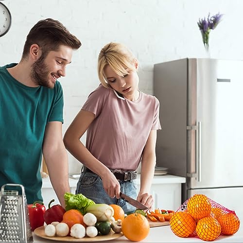 sukh 90pcs mesh produce bags - 24inch mesh vegetable bags onion storage net produce seafood net for vegetables storage fruits seafood and other agricultural products red