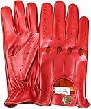 New Real Soft Leather Mens Driving Gloves Stylish Fashion D-507 All (Red, X-Large)