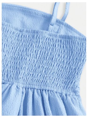 Image of SHENHE Girl's Smocked Ruched A Line Swing Dress Layered Tie Shoulder Flowy Cami Short Dress
