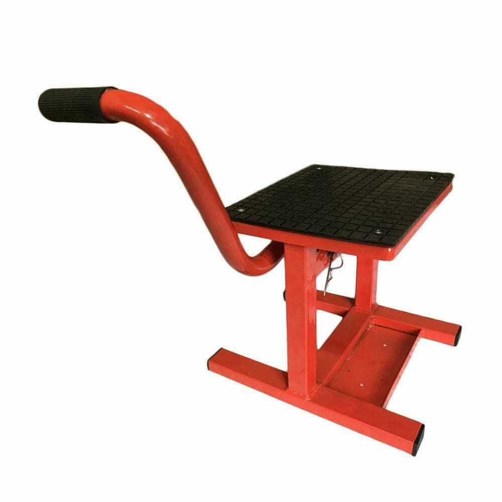 300LBS Adjustable Portable Motorcycle Dirt Bike Lift Stand Table for Maintenance (Red)