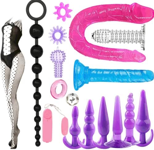 BAIWANg 17 in 1 Anal Plug Set Pleasure Plug Toy for Women Men Butt Plugs Stick Beginner Training Kit Anales Beads, Multicolor, X-Large