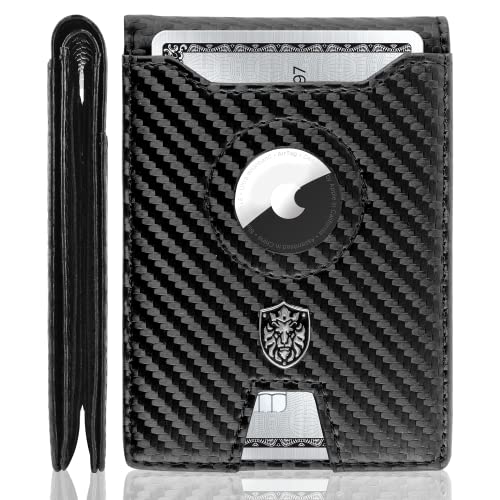Image of ALPHA PAIR Slim Wallet with AirTag Holder Minimalist AirTag Wallet - Bifold AirTag Wallet Men with 10 Credit Card Slots, 1 Transparent ID Window - Mens Wallet with AirTag for Apple