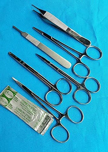5 Blades #20 + IRIS Scissors, ADSON Forceps, Mosquito Forceps, Scalpel Handle (CYNAMED)