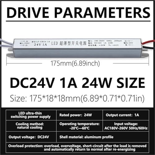 Pilote LED DC24V 24W 1A transformateur d'éclairage ultra-mince AC220V