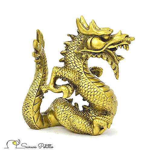 Amazon.co.jp: 龍 西洋風ドラゴン S18162 高さ16.5cm ゴールド 金 龍