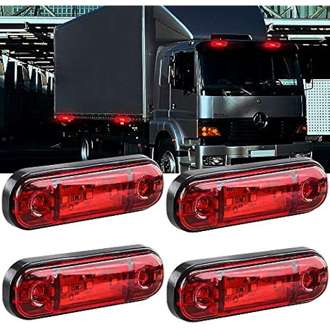 yifengshun 4pcs LED Side Marker Indicator Light Front Rear Side Position Lamps 12V for Truck Camper Van Lorry RV Marker Lights(Red) Cover