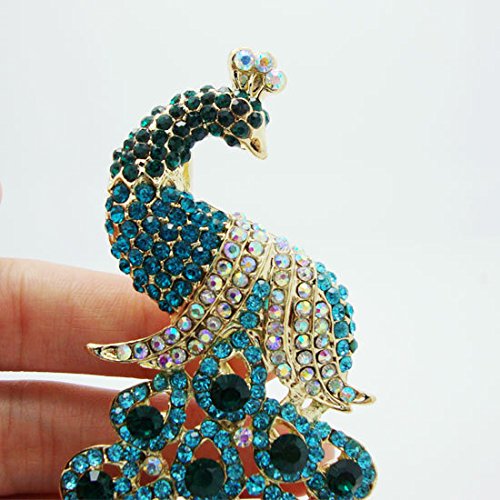 Image of TTjewelry Vintage Peacock Bird Rhinestone Crystal Brooch Pin Art-Deco Style Bird Pendant